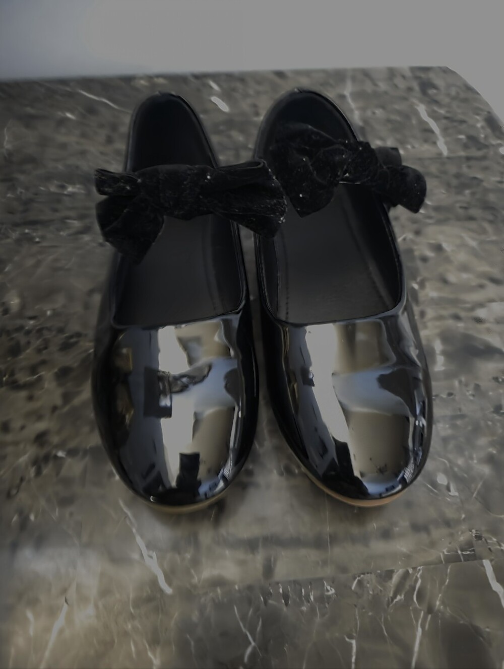 Girls Black Patent Bow Mary Jane Flats